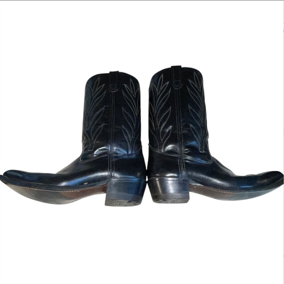 Biltrite Men\'s Leather Cowboy Boots Black Size 12 D Comb Last Hush Heels main image 6